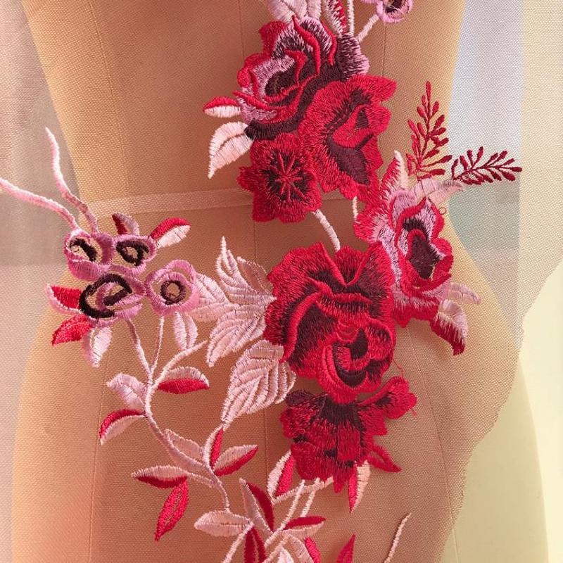 1 Set Flower Embroidery Patch For Wedding Dress Clothing Sew On Floral Patches Diy 8