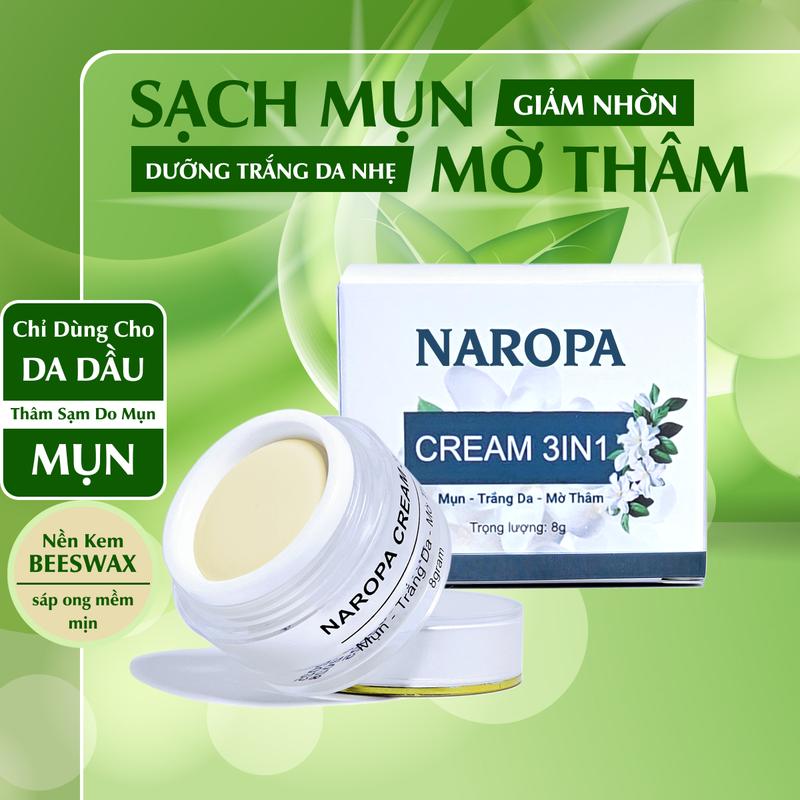Kem Mụn - Trắng Da - Mờ Thâm NAROPA 3in1 - dưỡng da làm dịu, giảm nhanh mụn, thâm do mụn, hỗ trợ dưỡng trắng da
