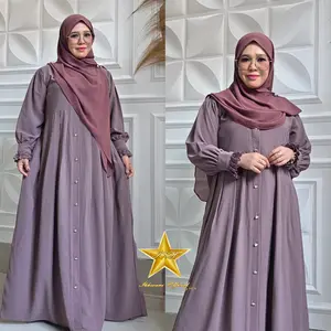 ALESHA DRESS RENDA ikhwani sabrina anti UV ziper depan kancing variasi