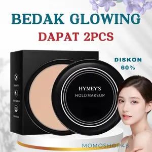 2Pc Bedak Glowing Anti Crack Compact Powder Tahan Lama Full Coverage 24 jam