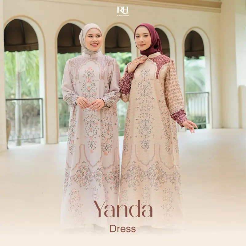 Rh Col Yanda Dress New Silk (gamis lebaran, gamis kondangan, gamis silk, gamis mewah)