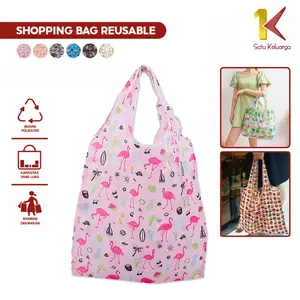 [COD] SK T47 Tas Belanja Lipat Karakter Shopping Bag Reusable Serbaguna