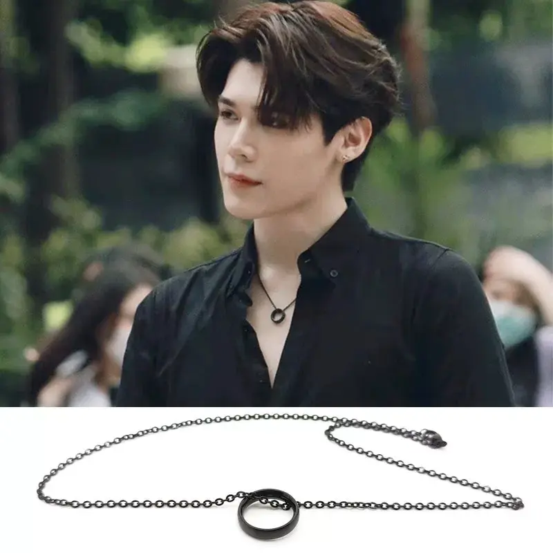 Kalung Titanium Model Rantai Liontin Cincin Black Edition - Bahan Tahan Karat Tidak Luntur - Aksesoris, Elegan Hitam 4