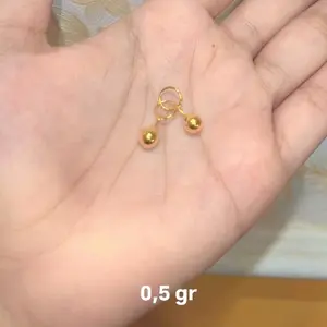 Anting toge bulat polos setengah gram anting polos tindik toge emas muda