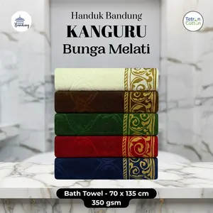 Handuk Bandung - Cap Kanguru - Motif - Bunga Melati - 70 x 135 cm - 350 gsm - Bath Towel - Handuk Mandi Besar / Handuk Mandi Dewasa / Tebal Menyerap Air