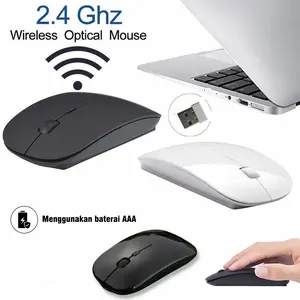 Mouse Wireless X3  Pc SLIM WITH Kabel USB RECEIVER 2.4GHz LAPTOP Baterai Putih Computer