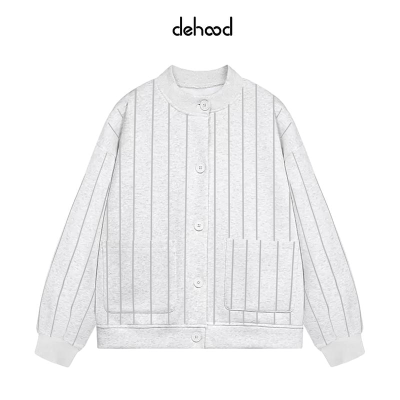 Áo khoác Cardigan kẻ sọc Local Brand Dehood chất Nỉ cotton 2 da Unisex basic Nam Menswear Jacket Baggy