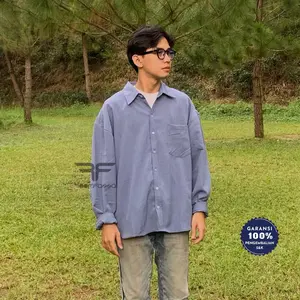 RoomFazza Kemeja Lengan Panjang Oversized Pria Kemeja Kasual Kemeja Polos Kemeja Pria Kemeja Oversize
