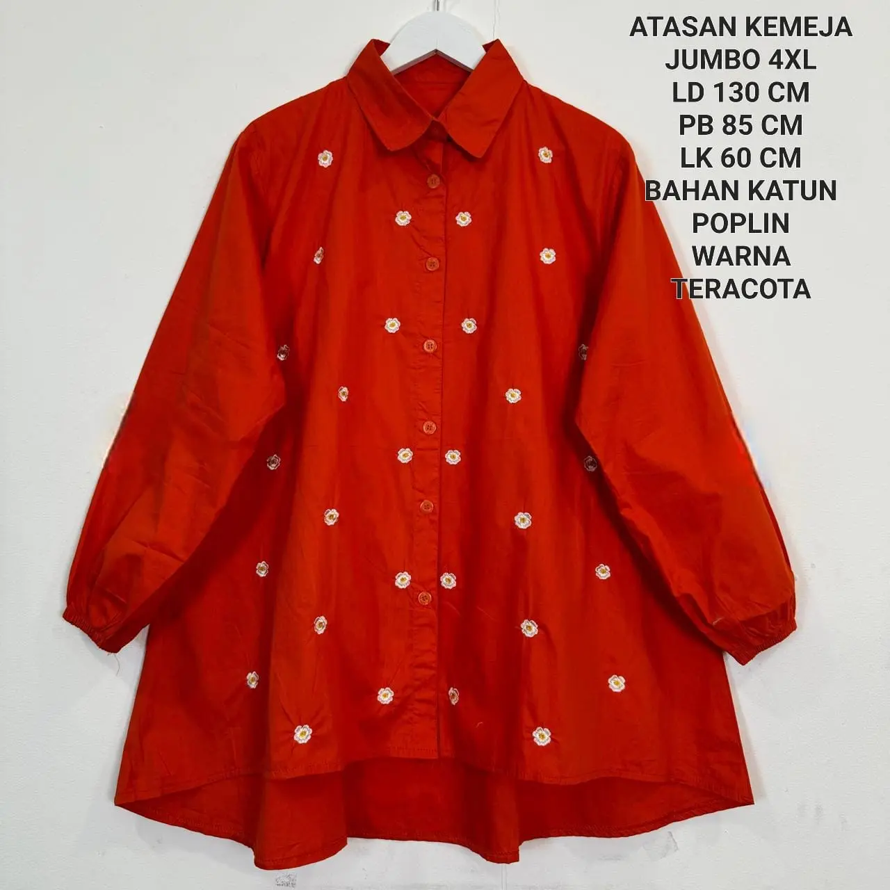 Atasan Kemeja Jumbo LD 130 Cm Model Bordir Bunga - Dalia Top