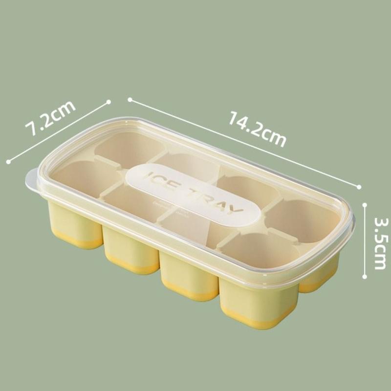 Khuôn Làm Đá, Có Nắp, Chất Liệu Silicon, Tám Ngăn, Cấp Thực Phẩm, Khay Làm Đá Viên, Dùng Trong Nhà Bếp, Chất Lượng Cao 2