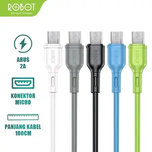 ROBOT Kabel Data RBM100 Micro (ECER), Arus 2.1A Konektor Micro Panjang 100CM Smart Power