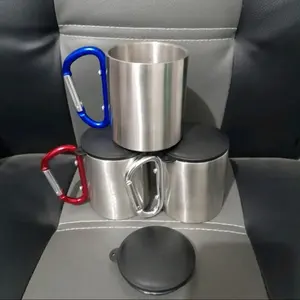 gelas stainless carabiner ngopi di gunung