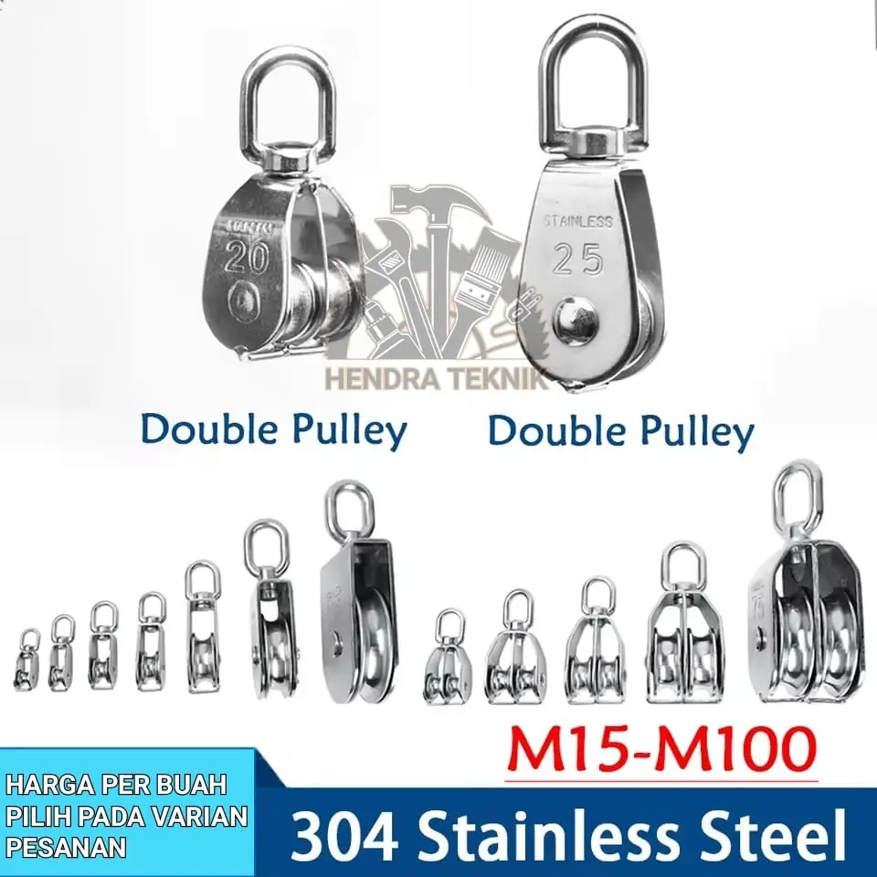 KATROL STAINLESS SUS-304 KEREKAN BURUNG MINI - BESAR SINGLE DOUBLE PULLEY ANTI KARAT PULI BENDERA KATROL MONEL M15 M20 M25 M32 M50 M75 M100