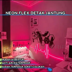 PROMO Lampu LED Motif Detak Jantung 220V Sudah Termasuk Soket Warna Biru Ungu Pink Iceblue  Merah Kuning Hijau 220V Neon