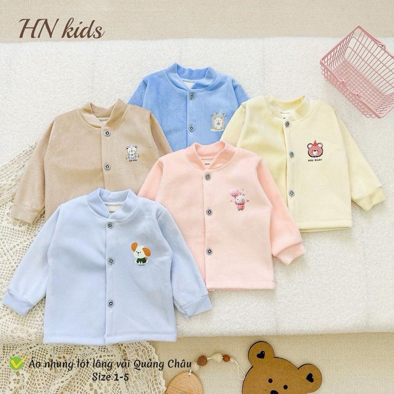  Áo Khoác Nỉ Nhung Cổ Tàu Dày Dặn Lót Lông Ấm Mềm Mịn HN Cho Bé Trai Bé Gái 3Kg~ 14Kg Mặc Mùa Đông - Voi Len 