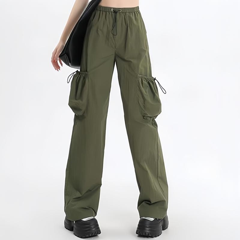 Erona_id - Celana Panjang Kiya & Rora Cargo Drill Wanita Dewasa Skena Outfit dengan Pinggang Karet dan Band Ikat Model Casual Kekinian Berbahan Drill - 5 Varian Warna Hits Terkini dan 4 Pouch/Kantong 8