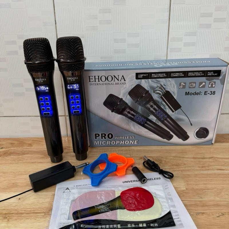 Micro không dây Ehoona E38 có chỉnh echo, lớn nhỏ, tần số trên thân mic, dùng…