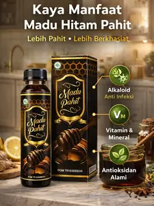 2 Botol Madu Hitam Pahit  - Kaya Nutrisi dan Antioksidan - Ukuran 250 ML Honey Syrup Herbal Sirup
