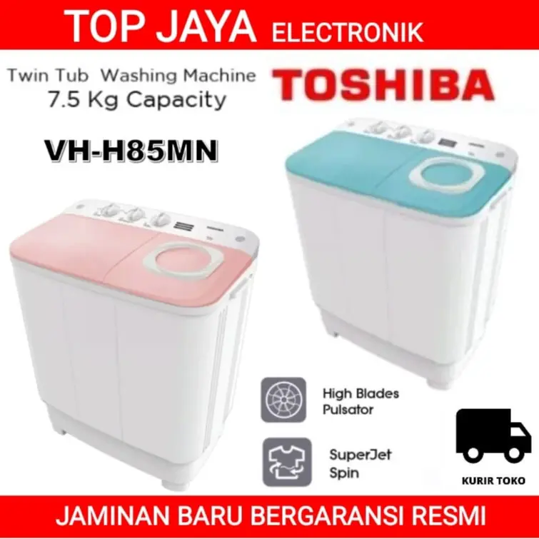 MESIN CUCI TOSHIBA 7,5KG VH-H85MN IRIT LISTRIK/TOSHIBA MESIN CUCI 7,5KG 2 TABUNG/MESIN CUCI IRIT LISTRIK TOSHIBA 7,5KG NEW SERIES