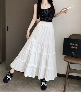 Rok Susun Tingkat 3 Wanita / Rok Panjang Warna Putih / Rok Muslimah Korean Style