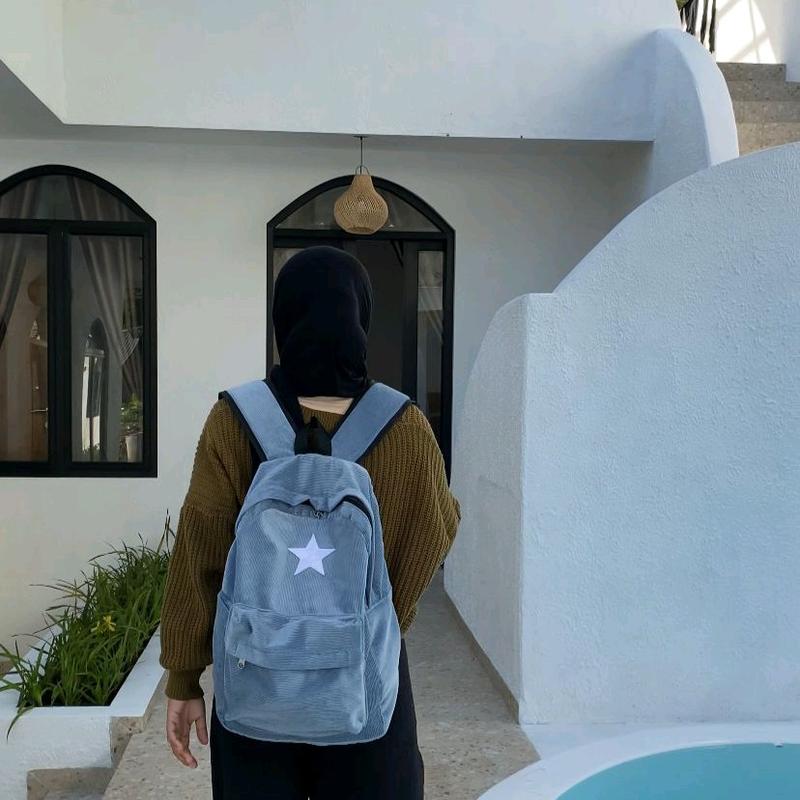 Ransel Corduroy starboy unisex | Tas Sekolah Korduroi | Tas Backpack Corduroi Bintang | Tas Punggung Korduroy pria dan wanita | cod tas bintang corduroy 6