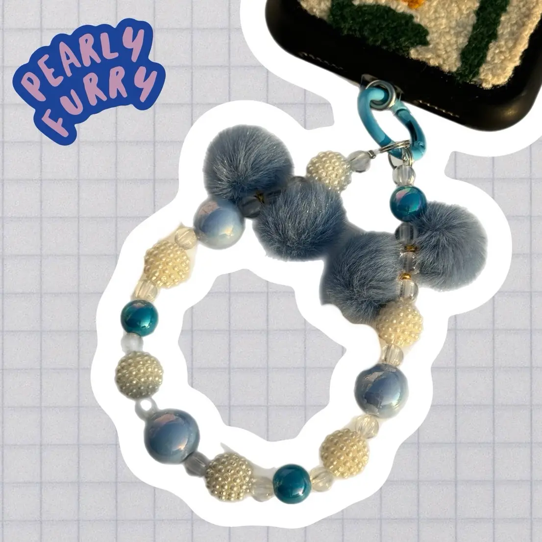 Strap phone bulu-bulu/Bag charm bulu bulu murah/manik manik bulu/gantungan hape/gantungan tas murah Handphone Ungu Lanyard