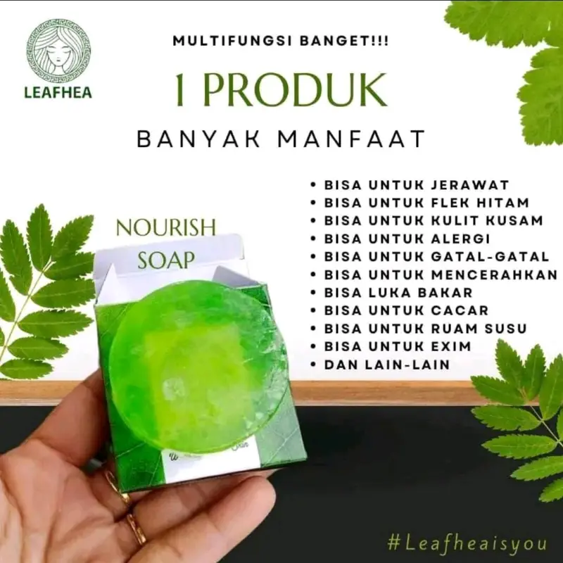 Power Shop 6-PCS LEAFHEA Sabun Leafhea Gluta Soap Kemasan Lama Soap Mencerahkan Mengencangkan Muka Membersihkan Wajah Perempuan Pencerah Berjerawat Memudarkan 7