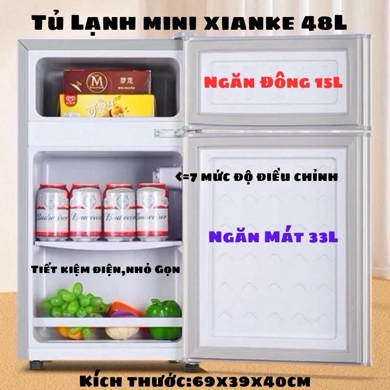  Tủ lạnh mini 48L XIANKE Công Nghệ INVERTER Tiết Kiệm Điện 2 ngăn đá ngăn mát  điều chỉnh nhiệt độ 