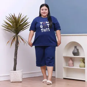 Setelan jeans atasan dan bawahan celana pendek baju wanita santai kasual jumbo  Dewasa