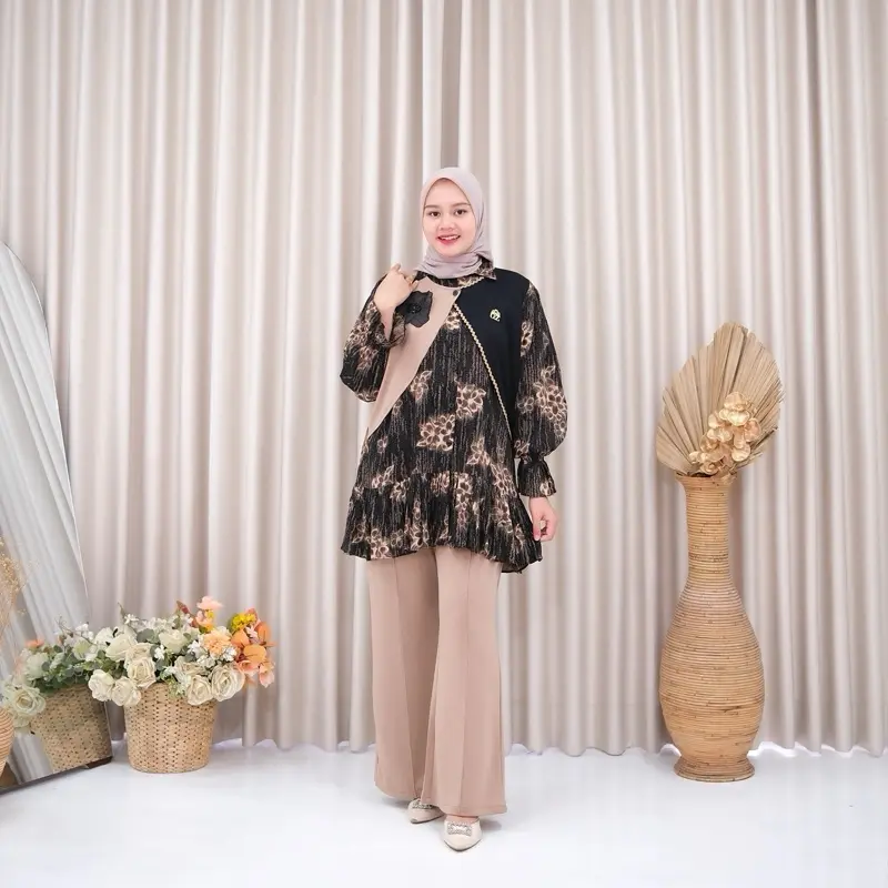 Gwenza - Zalina Setelan Celana Motif - Muslim  Wanita 1