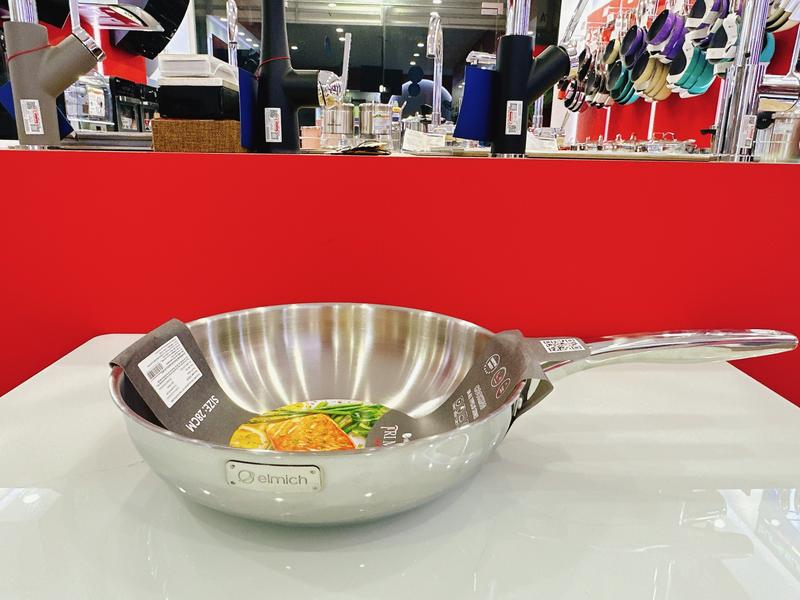 Chảo inox 304 đáy từ đúc liền nguyên khối elmich trimax 2813SR size 28cm