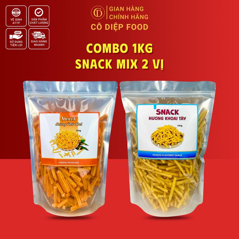 ComBo 1KG 2KG Snack Hương Khoai Tây Ống Mix 2 Vị Snack Hương Khoai Tây Ống Lắc Bột Phô Mai - Túi 500Gram Đầy Đủ Hồ Sơ Công Bố & Kiểm Nghiệm Sản Phẩm