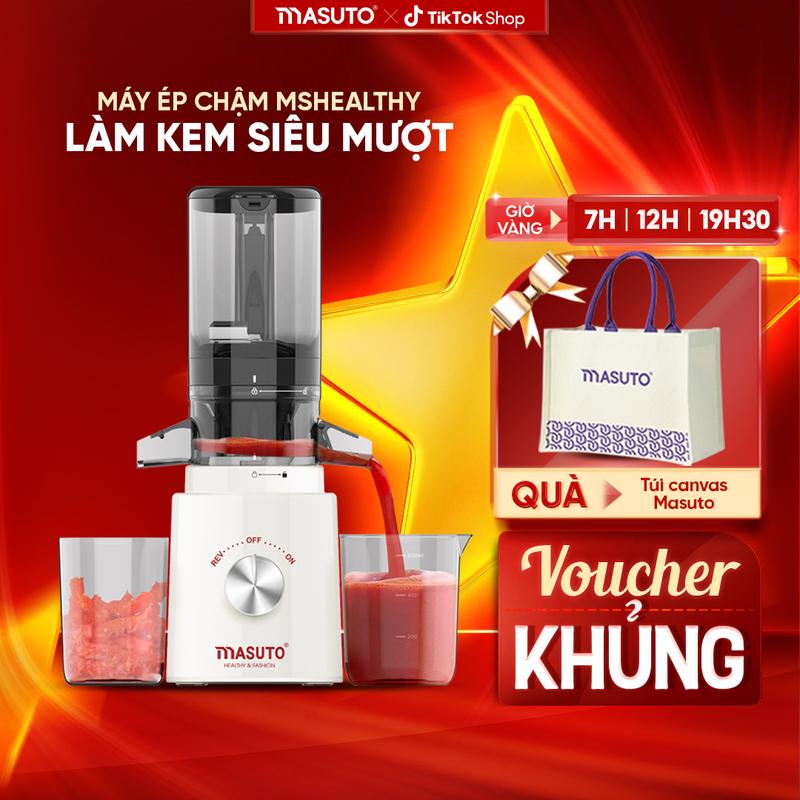  Máy ép chậm MASUTO chính hãng - BESTSELLER - Ép nguyên quả kiệt bã - Tích hợp làm kem - Dung tích 0,6l - Bảo hành 12 tháng toàn quốc tại nhà 