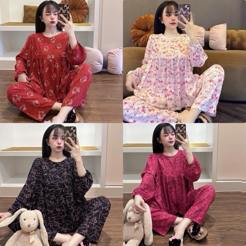Đồ bộ tole nữ from dáng babydoll mặc nhà quần dài tay lở Shop Nghi 85