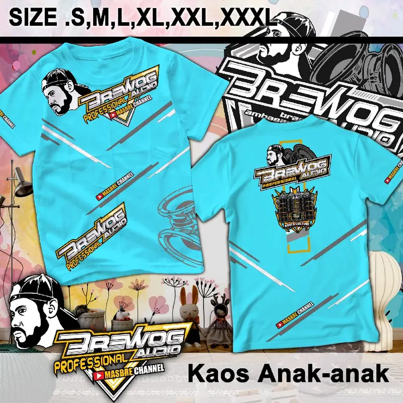 T-shirt / Kaos Distro Anak-anak Brewog Audio A6 BISA CUSTOM NAMA Laki-laki dan Perempuan Terlaris Viral Size S,M,L,XL,XXL,XXXL 5