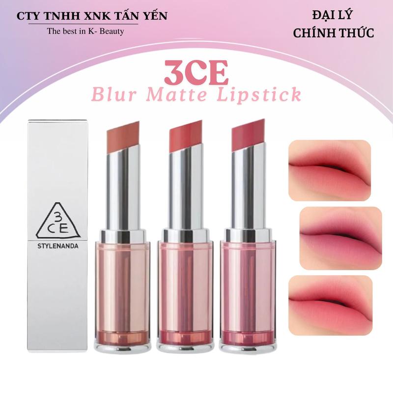 Son Thỏi 3CE Blur Matte Lipstick 4g Newtro Wave - Rosiness - Misty Day