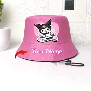 Bucket Anak Perempuan/Bucket Kuromi Love/Topi Bucket Custom Nama