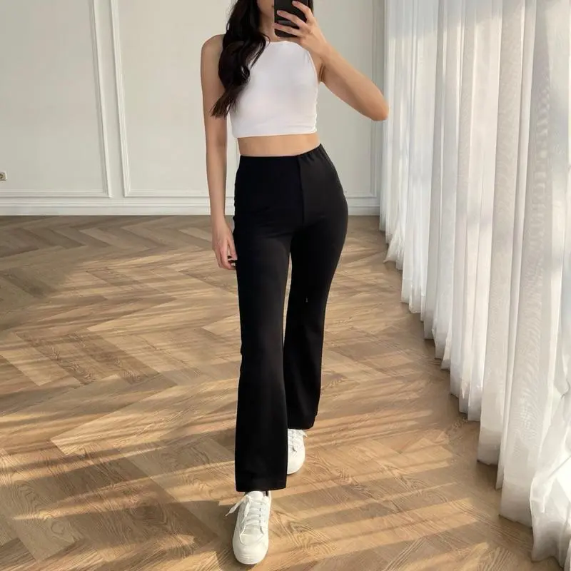 Flare Pants 388 Celana Highwaist - Celana Flare Pants - Highwaist Kulot Cutbray Wanita Casual Panjang Bawahan Cewek ootd cutbray hitam Basic celana flare outfit Scuba 4