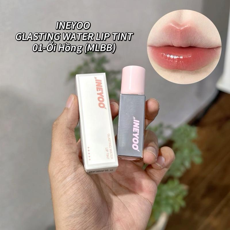 [tặng thêm 2 son trong livestream] Son bóng ineyoo glasting water lip tint 01 ổi hồng (starpink 05 + blue 02)