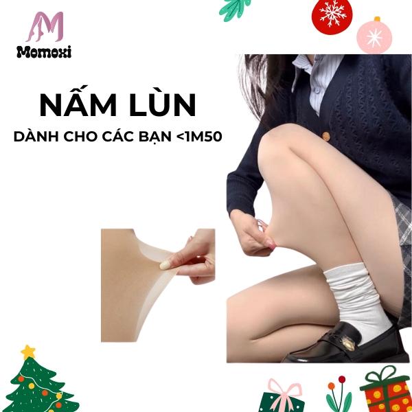 NẤM LÙN Quần tất da 3D Momoxi 720 kim dáng ngắn cạp cúc tháo rời lót nỉ giữ ấm màu da tự nhiên mặc đẹp mùa đông.