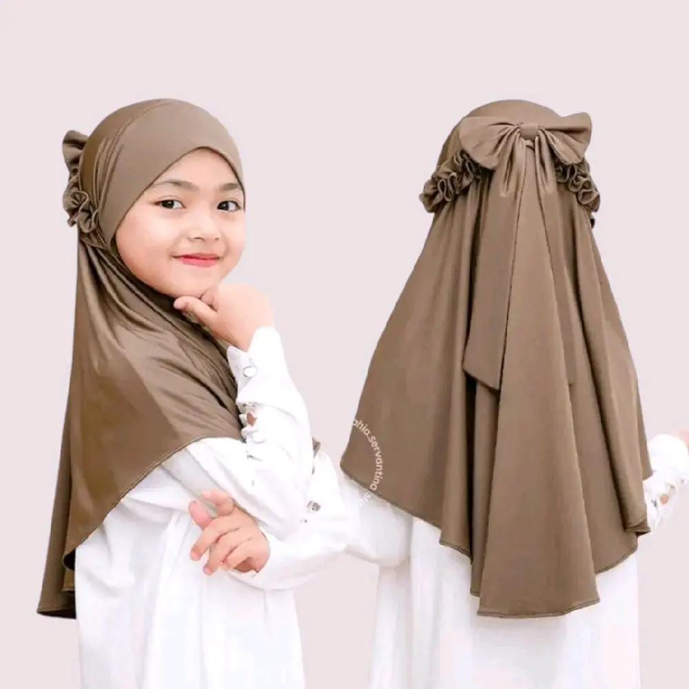 Hijab Anak Pita Instan • Jilbab bergo anak Pita cantik kekinian • Jilbab anak pita coquette Usia 3-8 thn