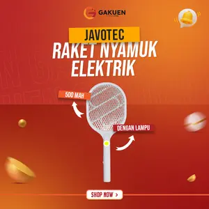 JAVOTEC Raket Nyamuk Listrik 3 Layer Stainless – Baterai Rechargeable 500mAh + Lampu Senter, Efektif Membunuh Nyamuk & Serangga, Ringan & Tahan Lama