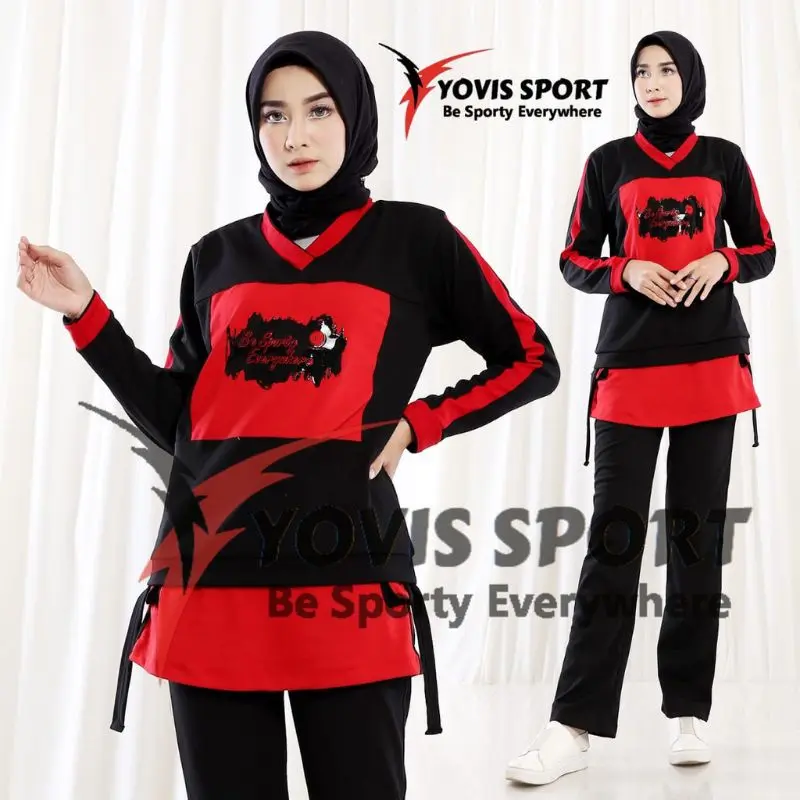 Setelan Senam Joger Wanita Sablon Yovis Sport Original 8