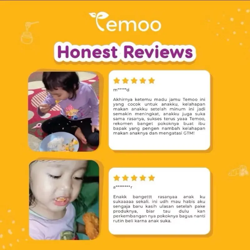 Temoo Hap Hap Madu Jamu Anak - Vitamin Menambah Nafsu Makan & Otak Cerdas 85gr - Sirup Alami untuk Anak 1