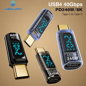 40Gbps USB4 Type C Adapter Digital Display USB 4 80Gbps Thunderbolt 4/5/3 Cable Connector USB-C to USB-C OTG 240W 8K for Laptop - USB4-2.0 80Gbps BK