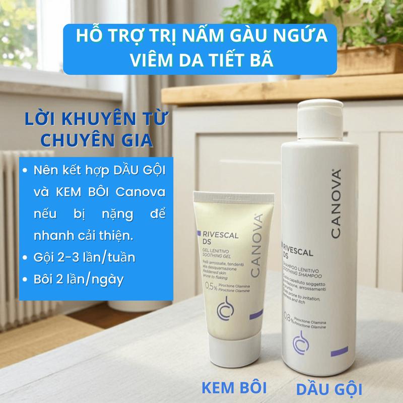 Product Introduction of Chuyên Nấm Gàu Viêm Da Tiết Bã - Dầu Gội Kem Bôi Canova Rivescal DS Nhập Khẩu Chính Hãng Từ Ý 20