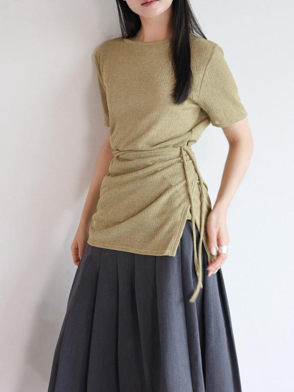 Áo len tay ngắn mix layer tà phối nhiều kiểu SOMS | Muted Top