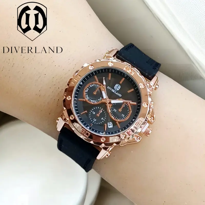FREE BOX DAN BATERAI CADANGAN- JAM TANGAN FASHION WANITA TALI RUBBER CHRONO TANGGAL AKTIF BODY BULAT STAINLESS STEEL 0