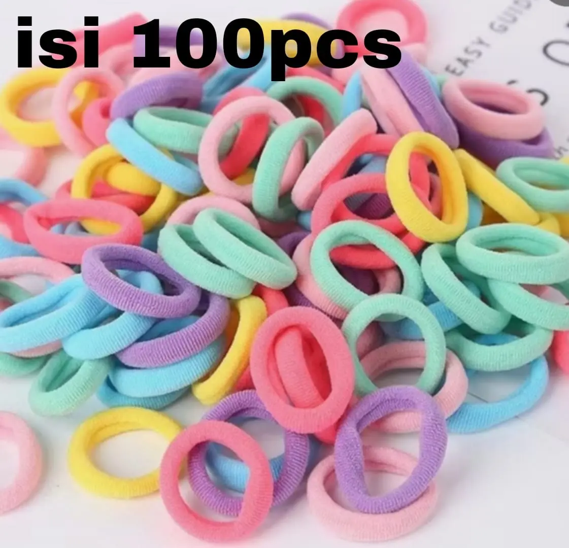 100PCS Ikat Rambut Korea Warna Warni Ikat Karet Rambut Donat Elastis Mini Untuk Wanita Gaya Pouch Aksesoris Rambut Anak-anak ikat rambut korea ikat rambut donat mini