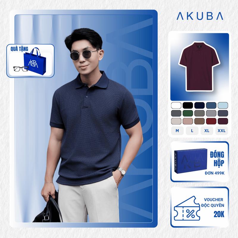 Áo thun cổ polo Nam AKUBA Menswear Kem form slimfit, vải Cotton mềm mịn, co giãn linh hoạt, thoáng khí, dễ thấm hút mồ hôi | 01HE1055